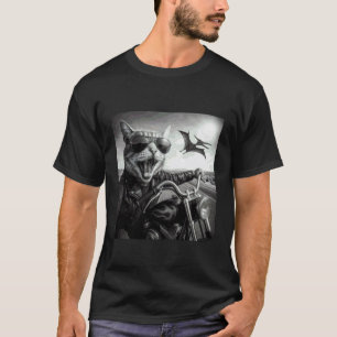 Biker Kat Dinosaurus Jacht Grappige Motorbril T-shirt