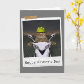 Biker Kat Gelukkige Vaderdag Kaart (Gele Bloem)