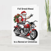 Biker Kerstman  Feestdagen Kaart (Voorkant)