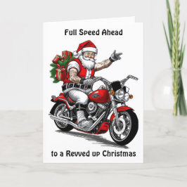Biker Kerstman Feestdagen Kaart