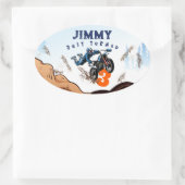 Biker Kind Dirt Stunt Bike Birthday-kaart Ovale Sticker (Tas)