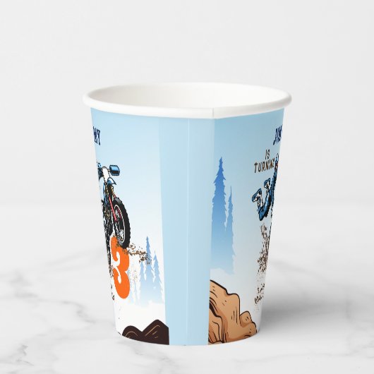 Biker Kind Dirt Stunt Bike Birthday Papieren Bekers (Rechts)