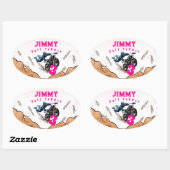 Biker Kind Dirt Stunt Bike Verjaardagsfeestje Kaar Ovale Sticker (Vel)