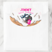 Biker Kind Dirt Stunt Bike Verjaardagsfeestje Kaar Ovale Sticker (Tas)