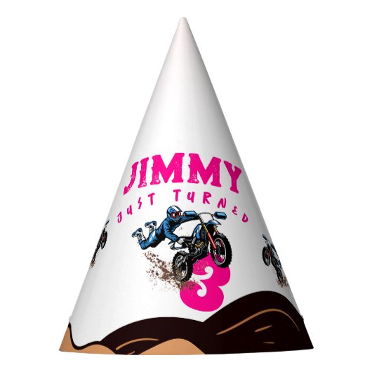 Biker Kind Dirt Stunt Bike Verjaardagsfeestje Pet Feesthoedjes (Voorkant)