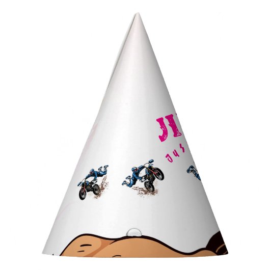 Biker Kind Dirt Stunt Bike Verjaardagsfeestje Pet Feesthoedjes (Links)