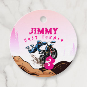 Biker Kind Dirt Stunt Bike Verjaardagsgunst Tags Bedankjes Labels