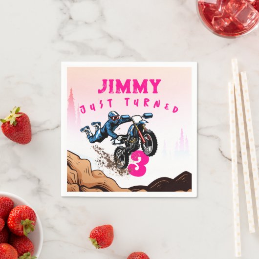 Biker Kind Dirt Stunt Bike Verjaardagsservetten Servet (Insitu)