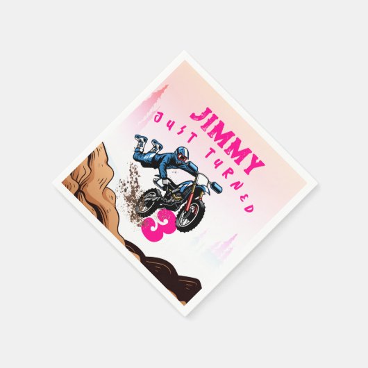 Biker Kind Dirt Stunt Bike Verjaardagsservetten Servet (Hoek)