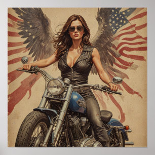Biker-meisje Poster