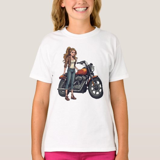 Biker Meisje T-shirt (Voorkant)