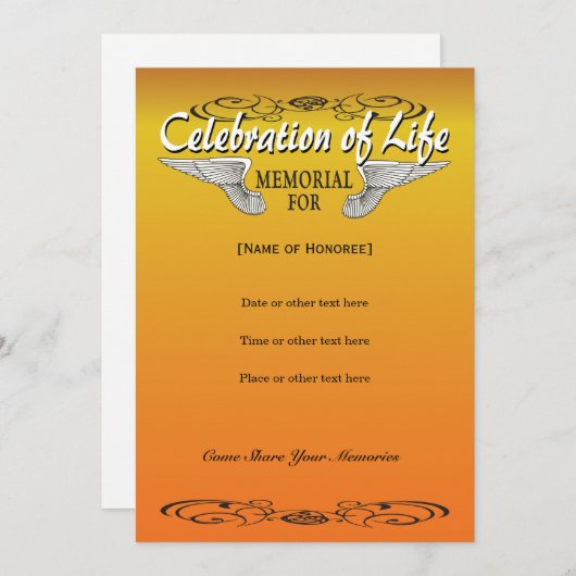 Biker Memorial Invitation Kaart (Voorkant / Achterkant)