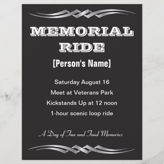 Biker Memorial Ride nodigt flyer uit (Voorkant)