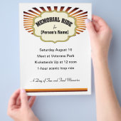 Biker Memorial Ride sunburst nodigt flyer uit (Hand)