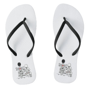 Biker Motorbike + Sidecar Wedding Teenslippers