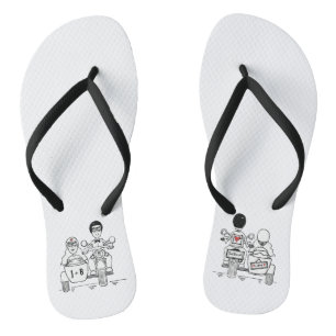 Biker Motorbike + Sidecar Wedding Teenslippers