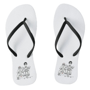 Biker Motorbike + Sidecar Wedding Teenslippers