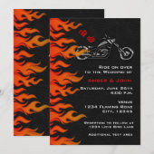 Biker Motorcycle Black Leather Flames Invitation Kaart (Voorkant / Achterkant)