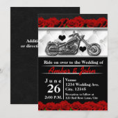 Biker Motorcycle Leather Roos Wedding Invitting Kaart (Voorkant / Achterkant)
