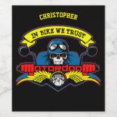 Biker Motorcycle Rider Bike Racing Moto Club Wijn Etiket (Enkel label)