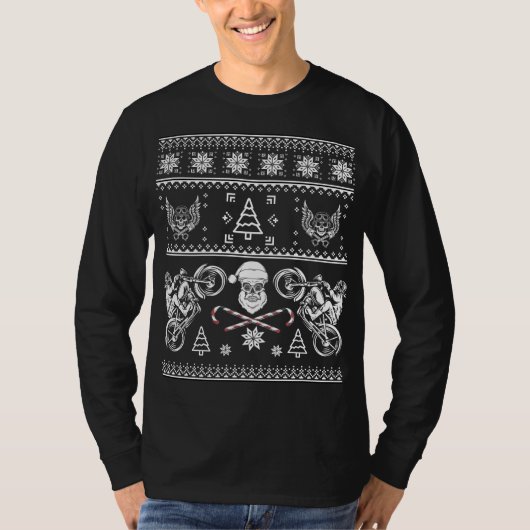 Biker Motorcycle Ugly Kerstmis T-shirt (Voorkant)