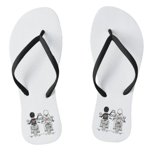 Biker Motorcycle Weddending Teenslippers Beach Foo (Voetbed)