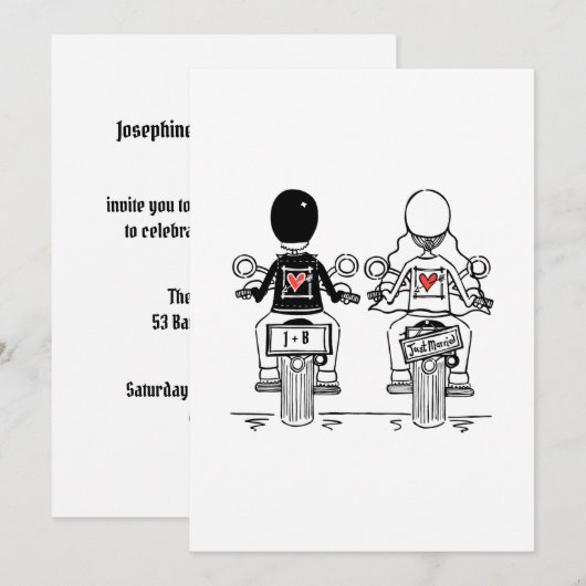 Biker Motorcycle Wedding Evening Reception Kaart (Voorkant / Achterkant)