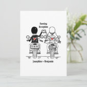 Biker Motorcycle Wedding Evening Reception Kaart (Staand voorkant)