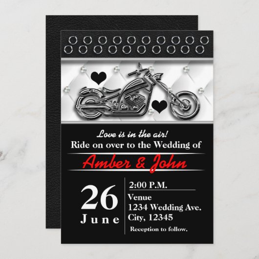 Biker Motorcycle Wedding Event Invitations Kaart (Voorkant / Achterkant)