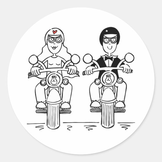 Biker Motorcycle Wedding Stickers (Voorkant)