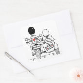 Biker-motorfiets en Sidecar Wedding-stickers Vierkante Sticker (Envelop)