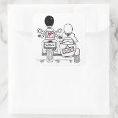 Biker-motorfiets en Sidecar Wedding-stickers Vierkante Sticker (Tas)