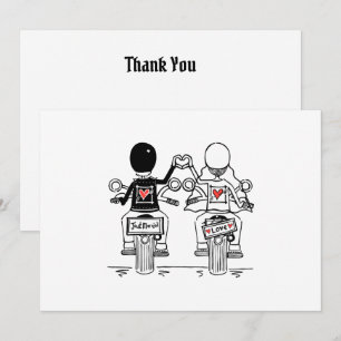 Biker Motorfiets Huwelijk Bedankkaart