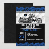 Biker Motorfiets Leren Blauwe Roos Huwelijk  Kaart (Voorkant / Achterkant)