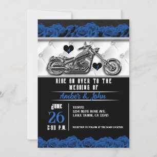 Biker Motorfiets Leren Blauwe Roos Huwelijk  Kaart