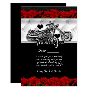 Biker Motorfiets & Rode Rozen Bedankkaart