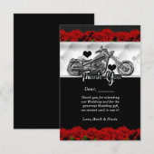 Biker Motorfiets & Rode Rozen Bedankkaart (Voorkant / Achterkant)