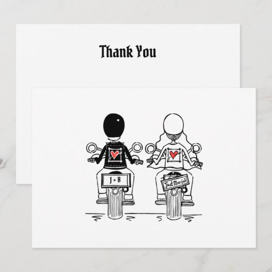 Biker Motorfiets Trouwen Bedankkaart (Voorkant / Achterkant)