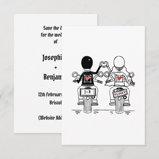Biker Motorfiets Trouwen Save The Date (Voorkant / Achterkant)