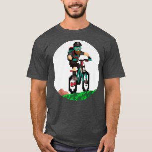 Biker Mountainbiker Pixel Retro Gaming Style 2 T-shirt