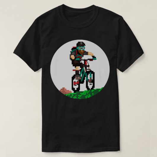 Biker Mountainbiker Pixel Retro Gaming Style 2 T-shirt (Design voorkant)