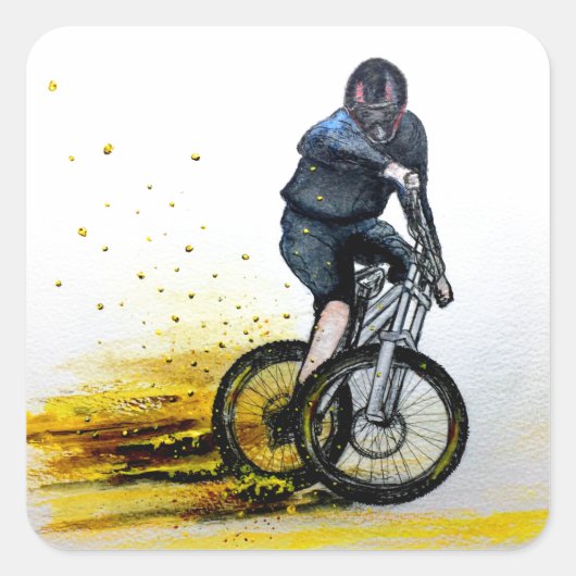 Biker MTB BMX CYCLIST-stickers Vierkante Sticker (Voorkant)