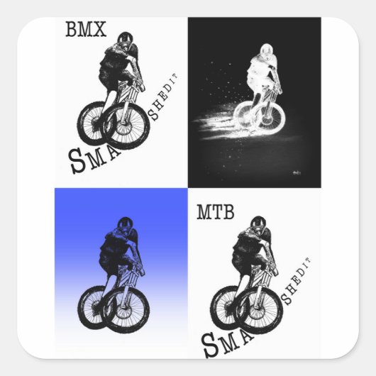 Biker MTB BMX CYCLIST-stickers Vierkante Sticker (Voorkant)