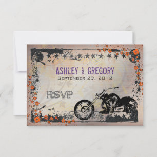 Biker of Motorfiets Huwelijk RSVP Antwoordkaart Pa Kaartje
