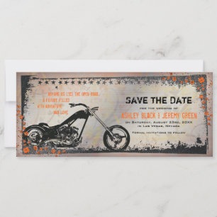 Biker of motorfietsbruiloft Sla de datum op Save The Date