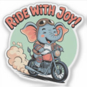 Biker Olifant Tattoo Motorfiets Grappig Sticker (Voorkant)