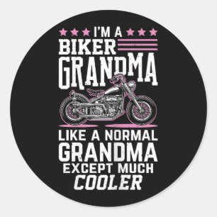 Biker Oma - Motorfiets Oma Biker Oma Ronde Sticker
