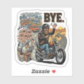Biker Ontsnapping Vaarwel Sticker (Vel)