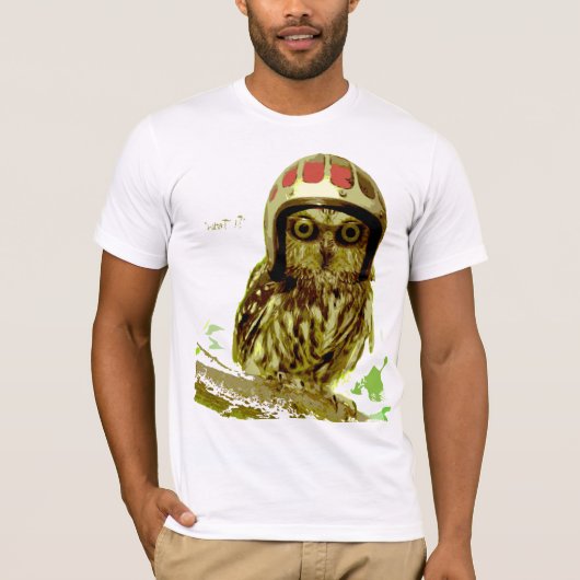 Biker Owl met Helmet T-shirt (Voorkant)