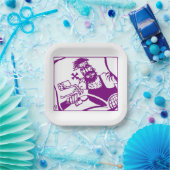 Biker paarse vierkante papieren borden papieren bordje (Feest)